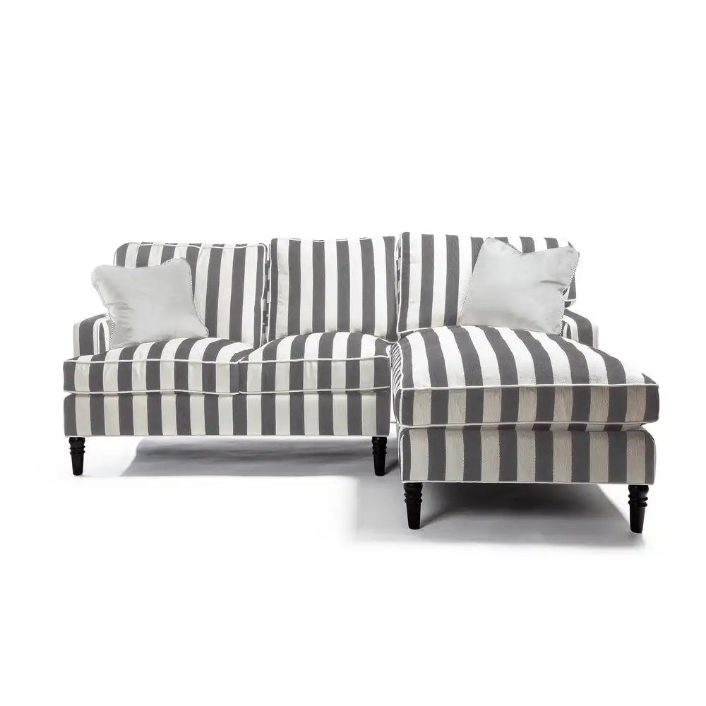 Marquee Grey Stripe 2-Piece Right Arm Chaise Sectional Main image