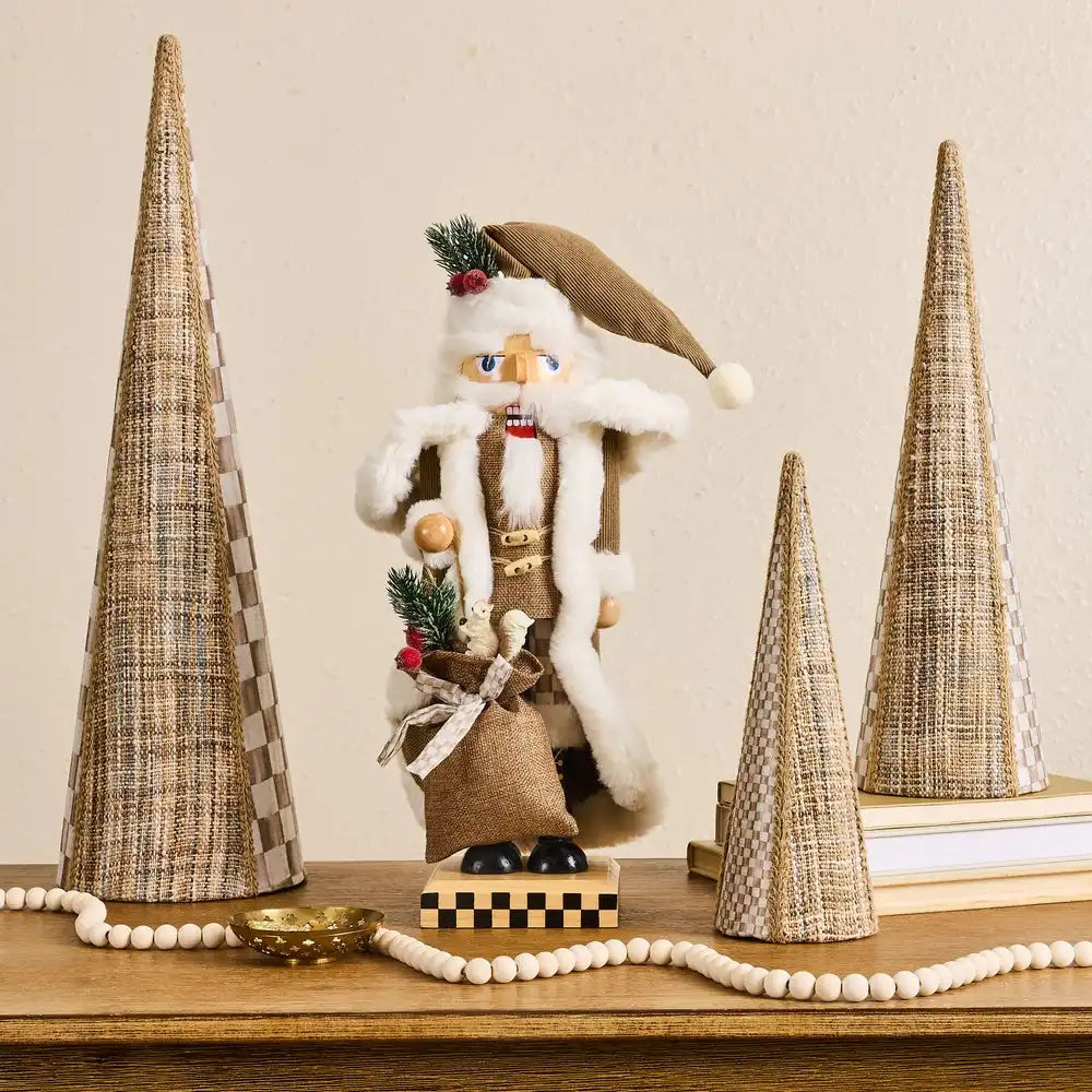 Mocha Check Wood Santa Nutcracker Secondary image