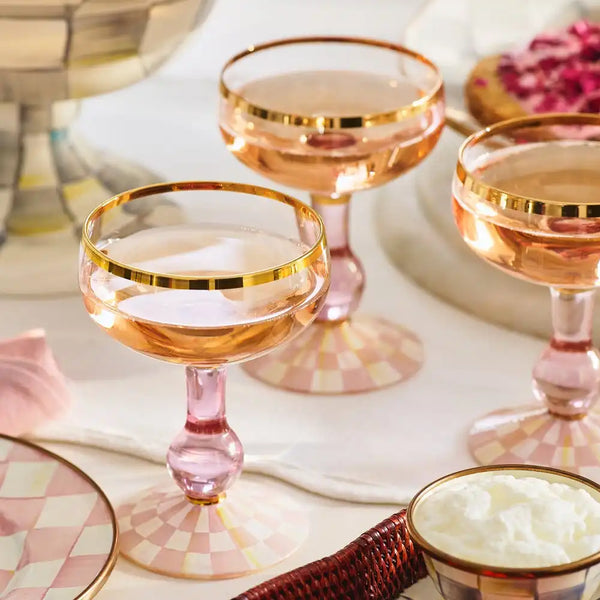 Rosy Check Tumbler Glass, Set of 2