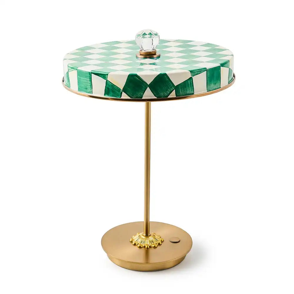 Courtly Check LED Rechargeable Disk Table Lamp