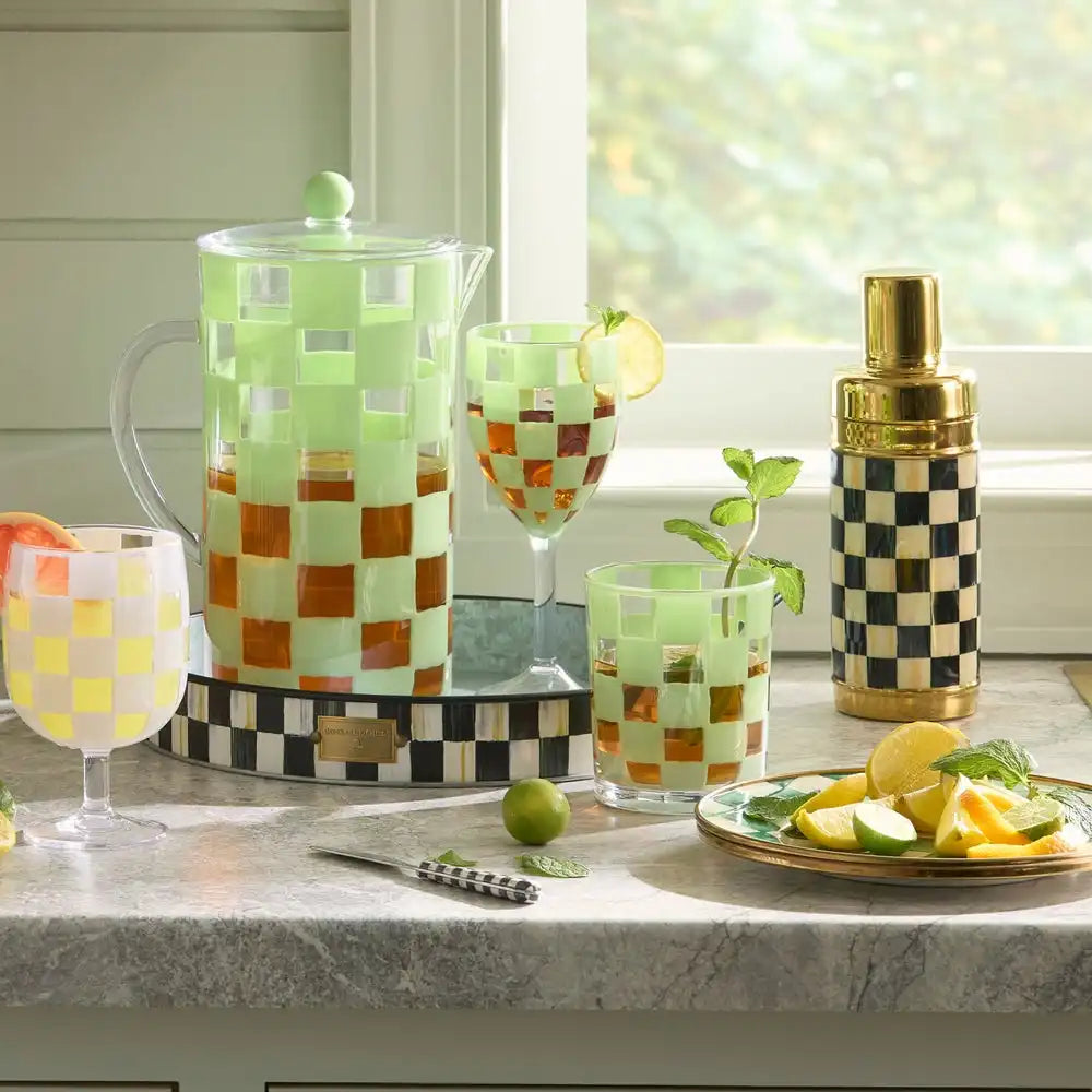 Black Check Acrylic Tumblers, Set of 4