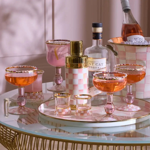 Rosy Check Tumbler Glass, Set of 2