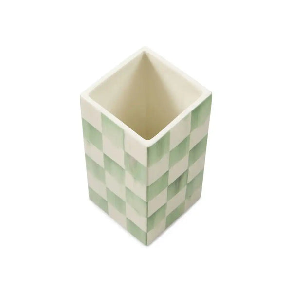 Sage Check Pillar Vase