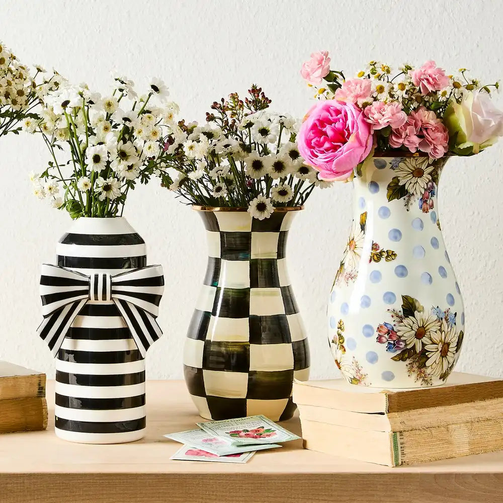Mocha Check Tall Vase