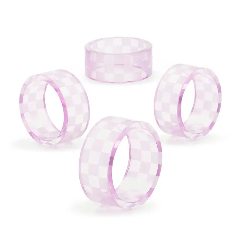 Indigo Check Napkin Rings, Set of 4