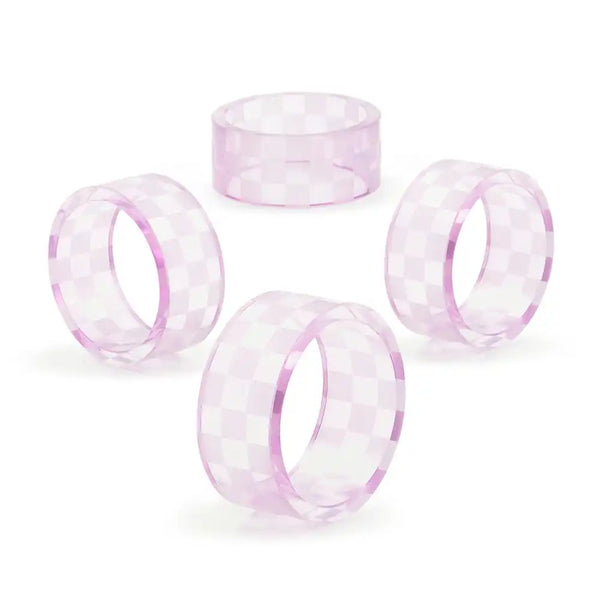 Indigo Check Napkin Rings, Set of 4