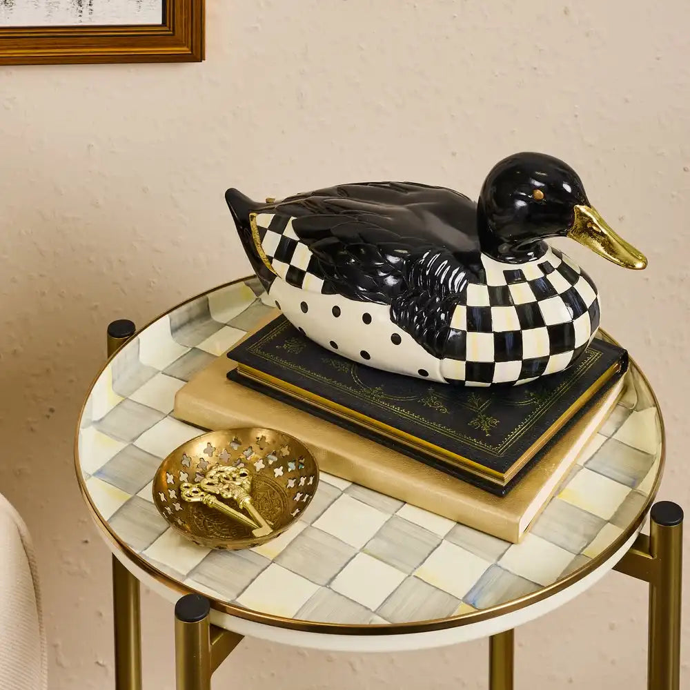 Mocha Check Mallard Duck Figurine