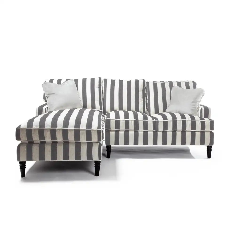 Marquee Grey Stripe 2-Piece Left Arm Chaise Sectional Main image