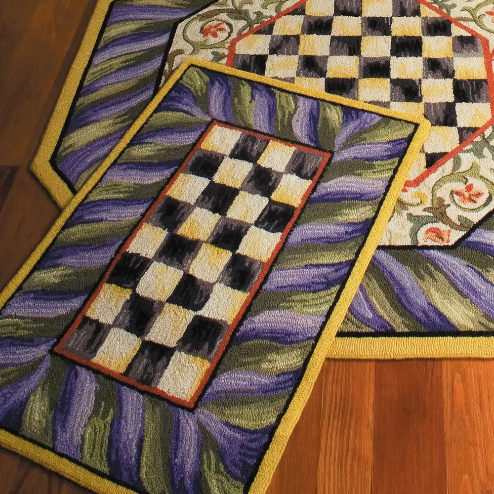 Courtly Check Purple & Green 5' Octagon Rug