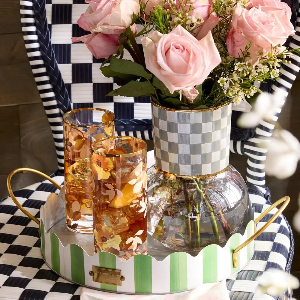 Mocha Stripe Serving Trays, Set of 2