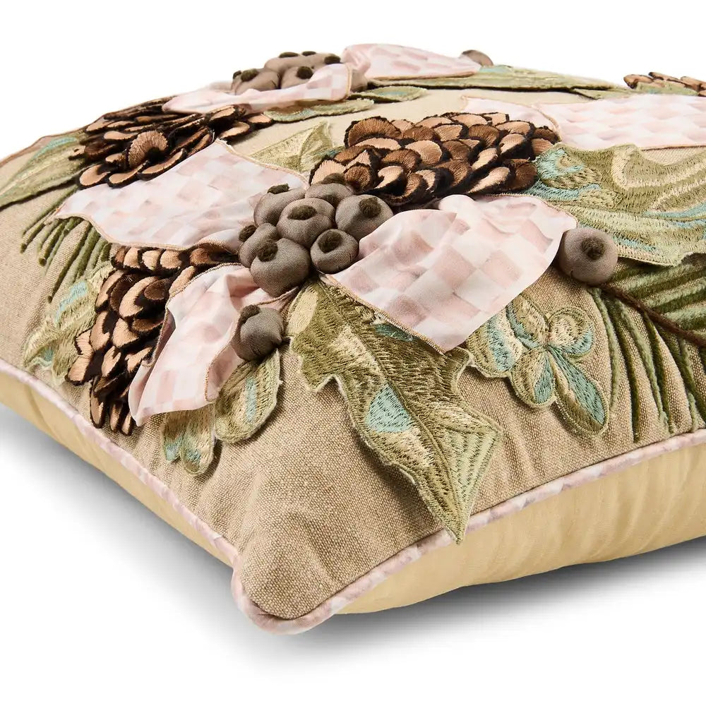Mocha Holly Holiday Throw Pillow Secondary image