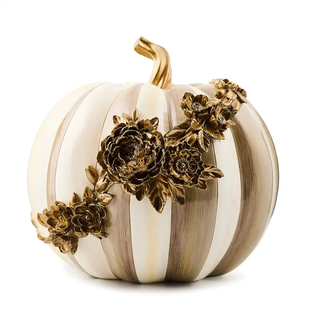 Mocha Stripe Floral Garland Pumpkin Main image