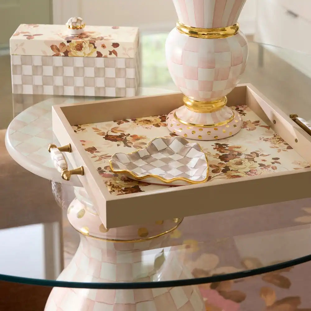 Mocha Check Ceramic Heart Plate Secondary image