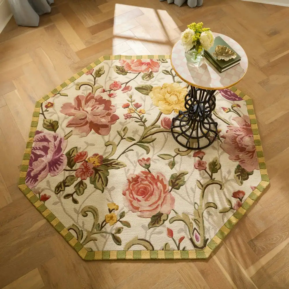 Golden Peonies 6' Octagon Rug