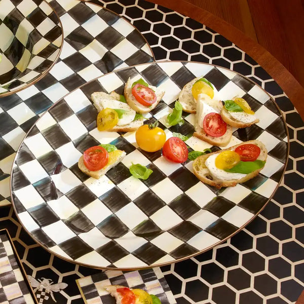 Sky Check Medium Oval Platter