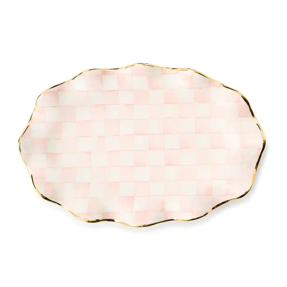 Mocha Check Ceramic Large Serving Platter
