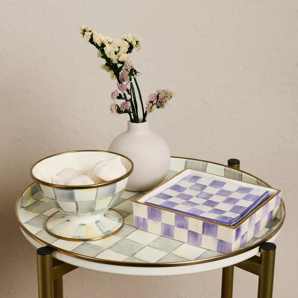 Mocha Check Cocktail Napkin Holder
