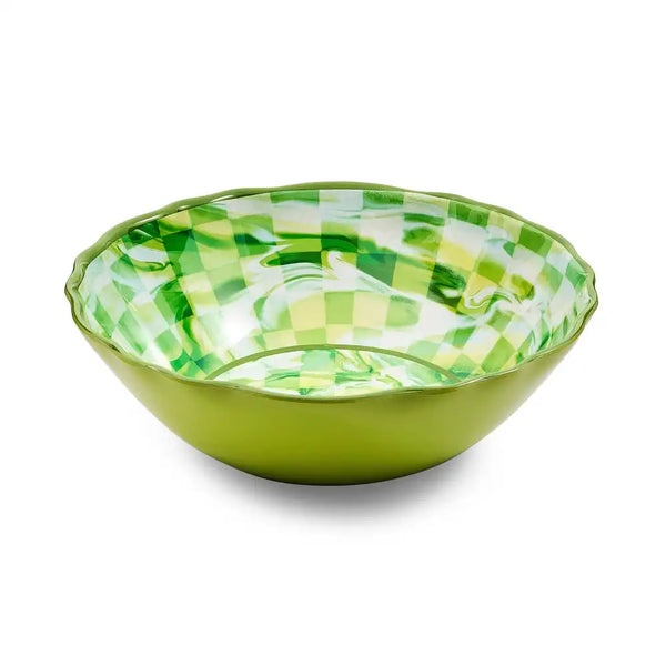 Pink Marble Check Melamine Serving Bowl