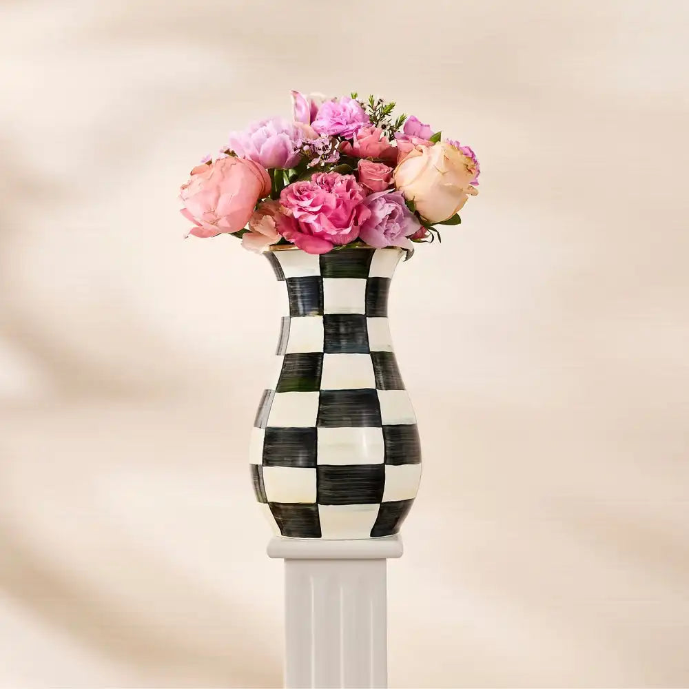 Mocha Check Tall Vase