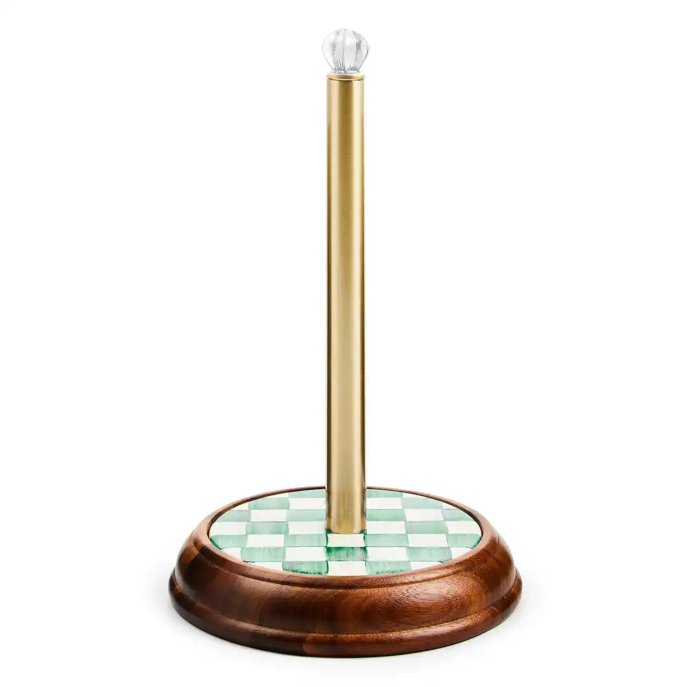 Emerald Check Wood Paper Towel Holder Main image