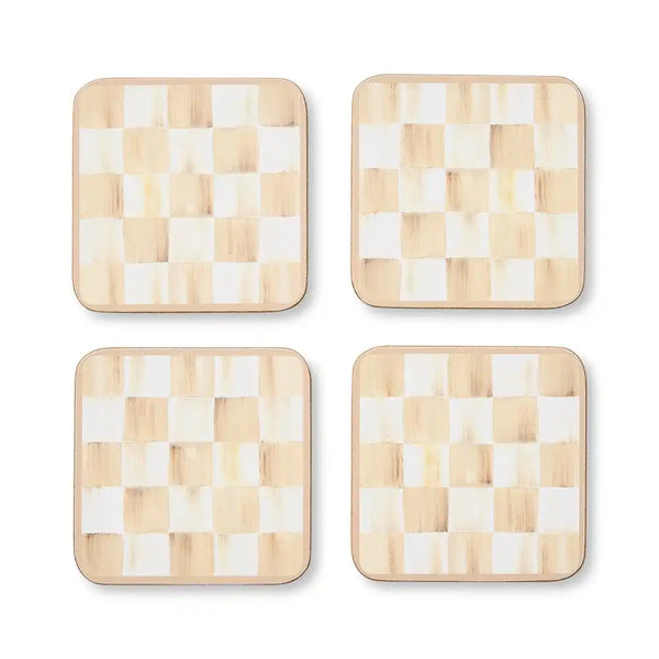 Courtly Checked Cork Back Coasters, Set of 4
