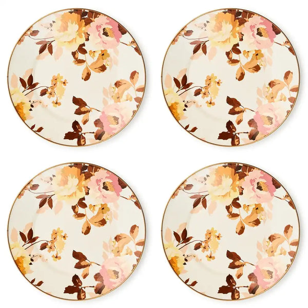 Wild Rose White Dinner Plate, Set of 4