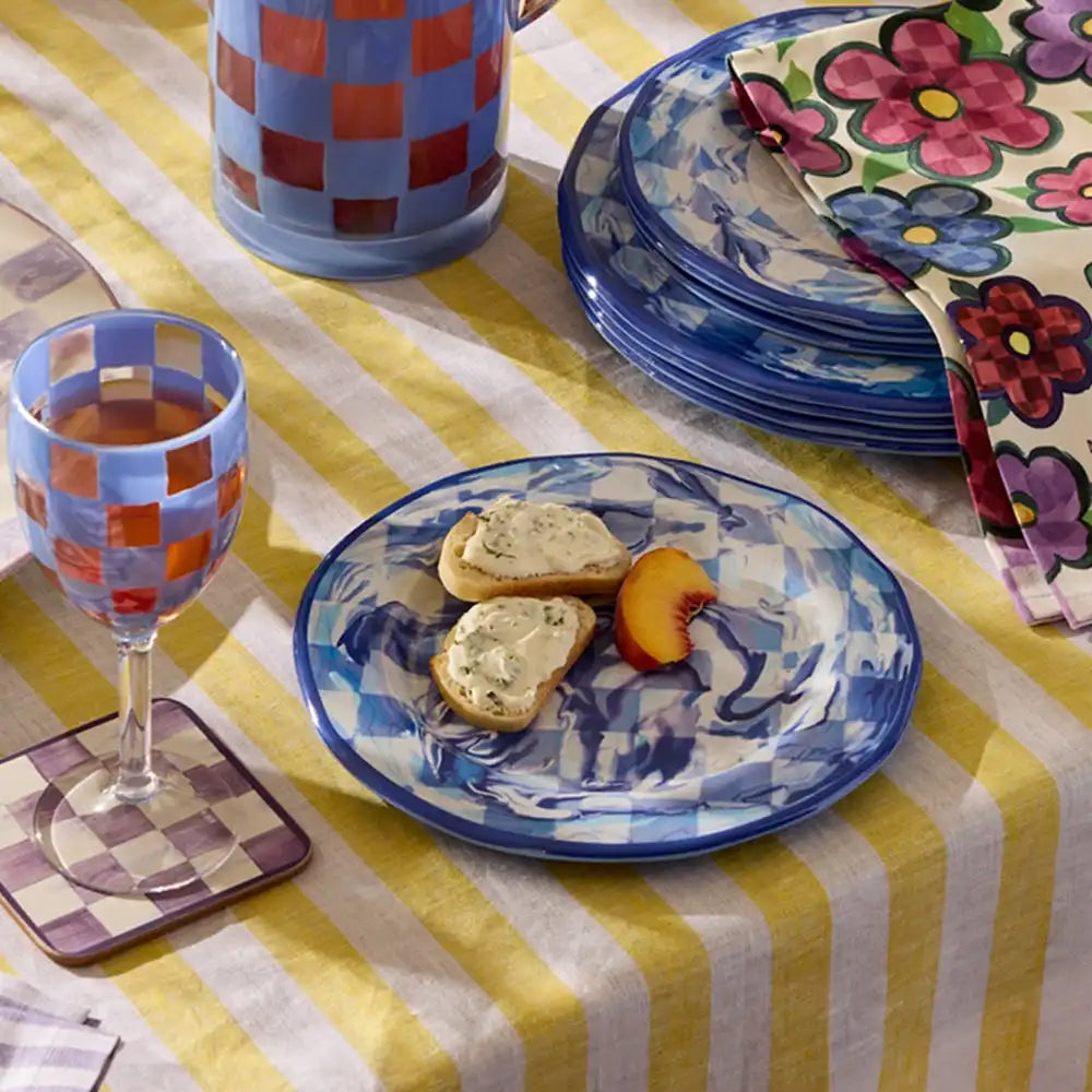 Green Marble Check Melamine Small Bowls, Set of 4