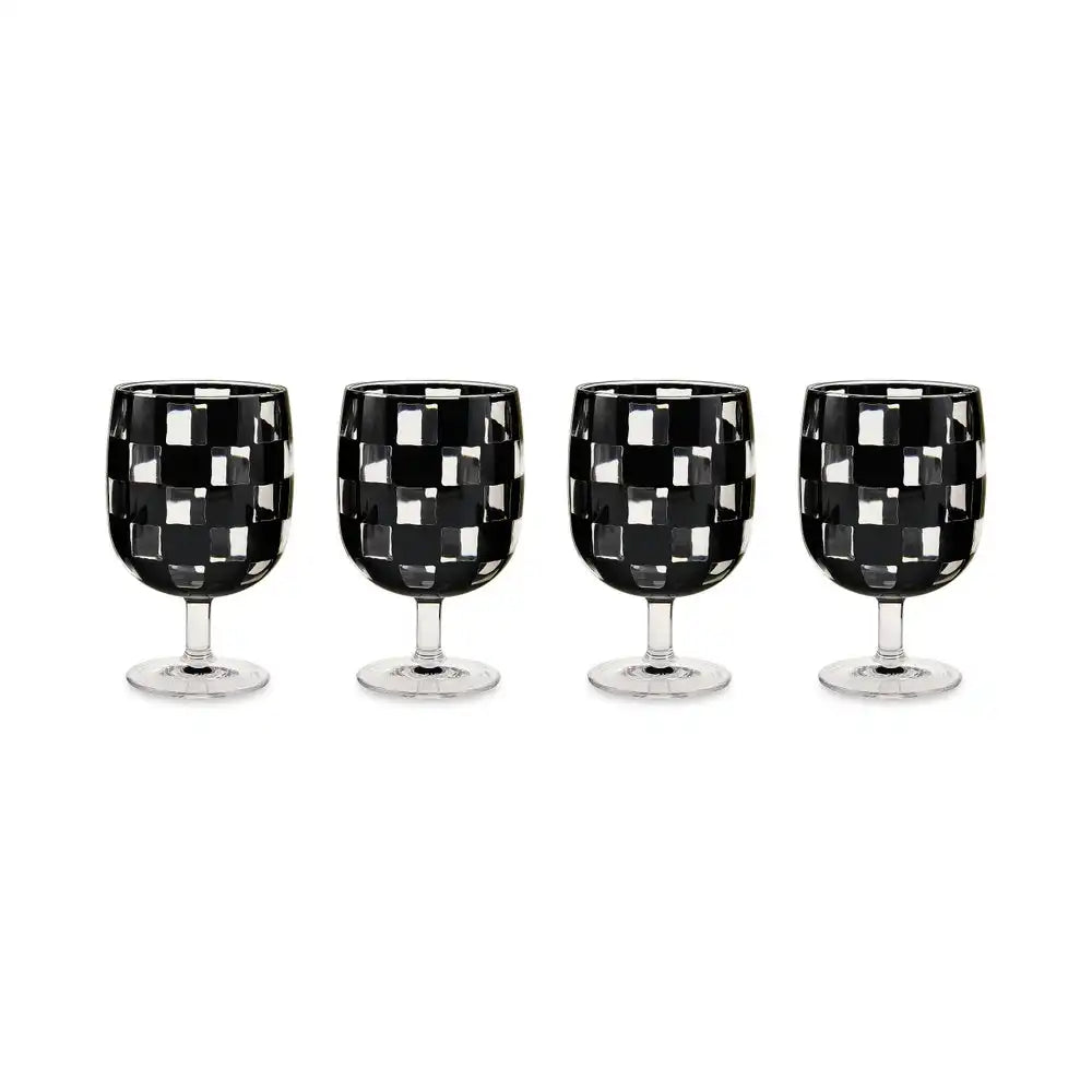 Black Check Acrylic Tumblers, Set of 4