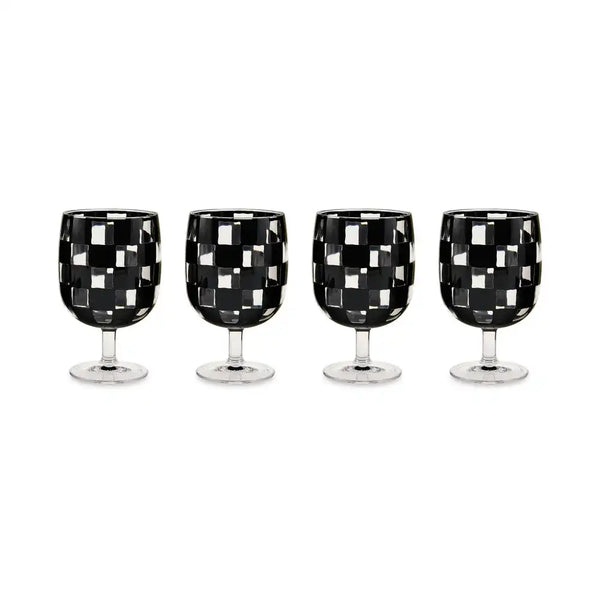 Black Check Acrylic Tumblers, Set of 4