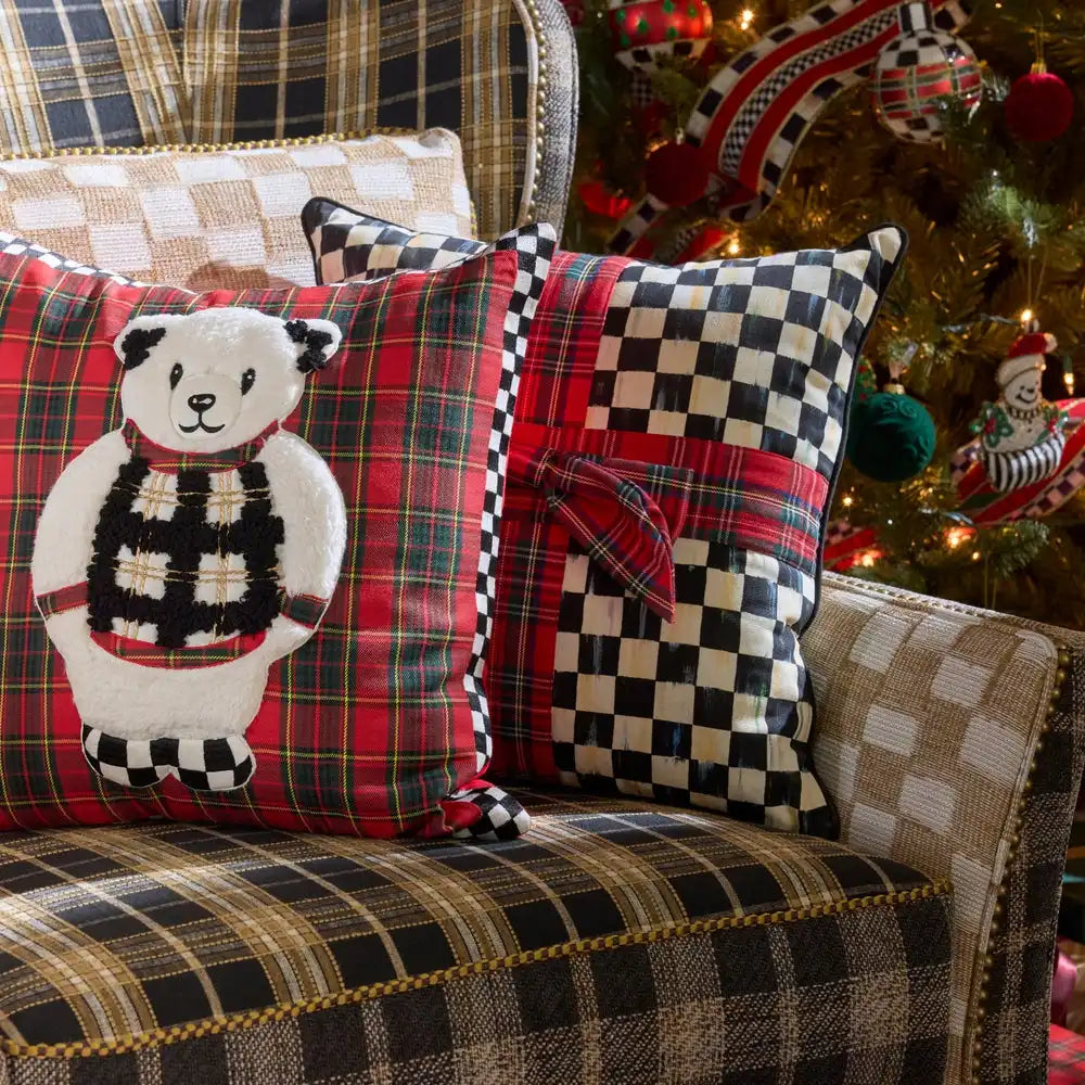 Courtly Check Tartan Bow Throw Pillow Secondary image