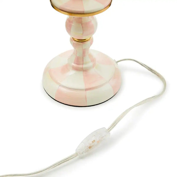 Emerald Check Candlestick Lamp
