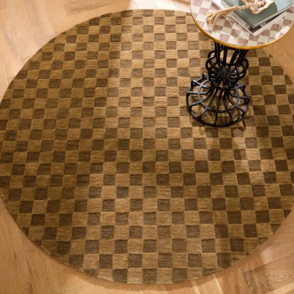 Cocoa Checkerboard 6' Round Rug Secondary image