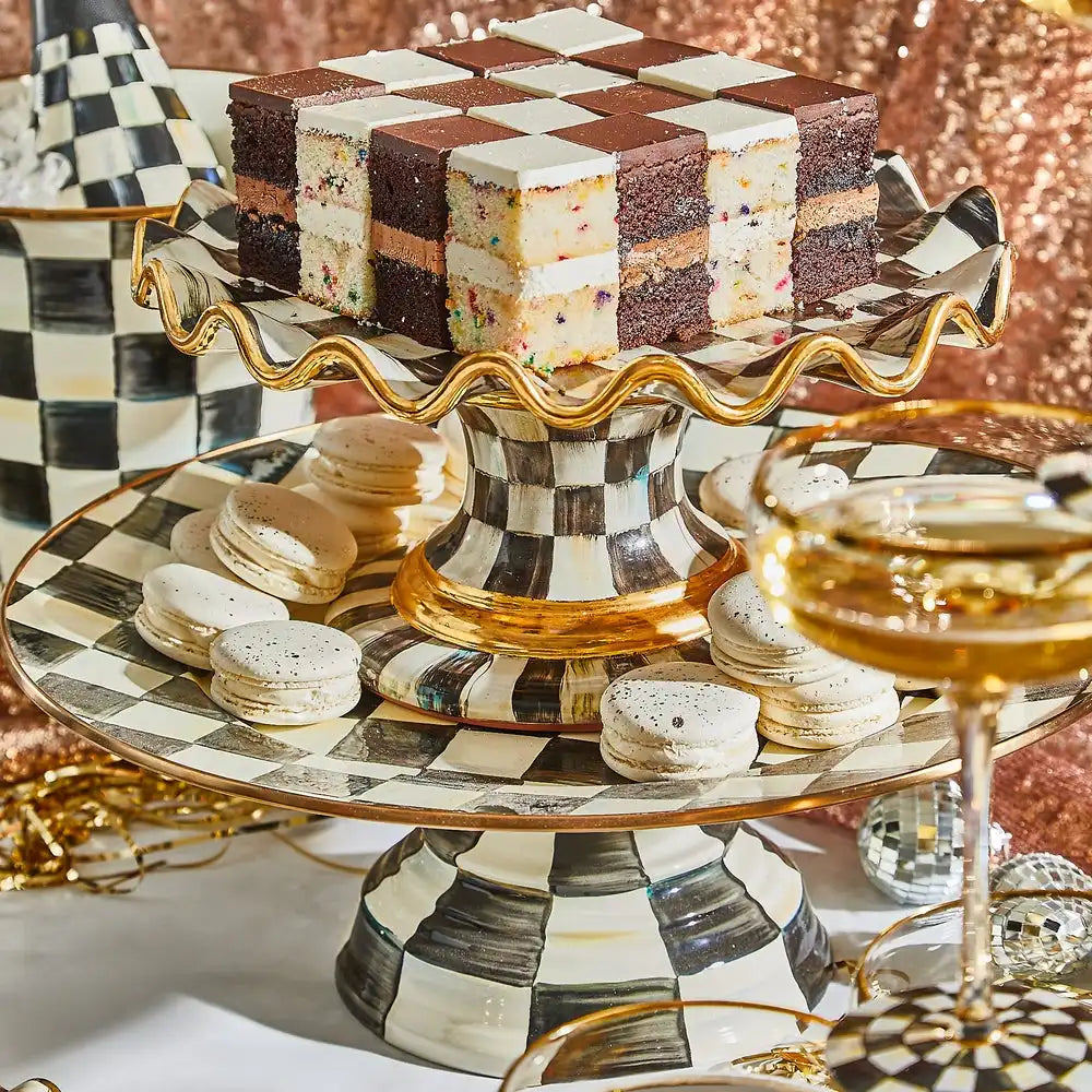 Courtly Check Ceramic Fluted Cake Stand
