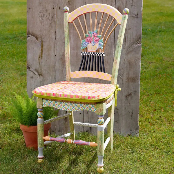 Sterling Check Flower Basket Side Chair