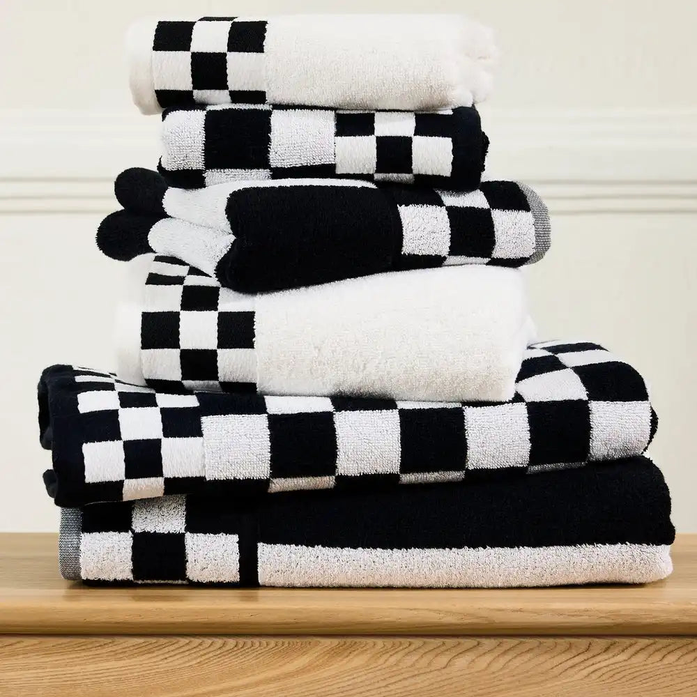 Black Check Hand Towel