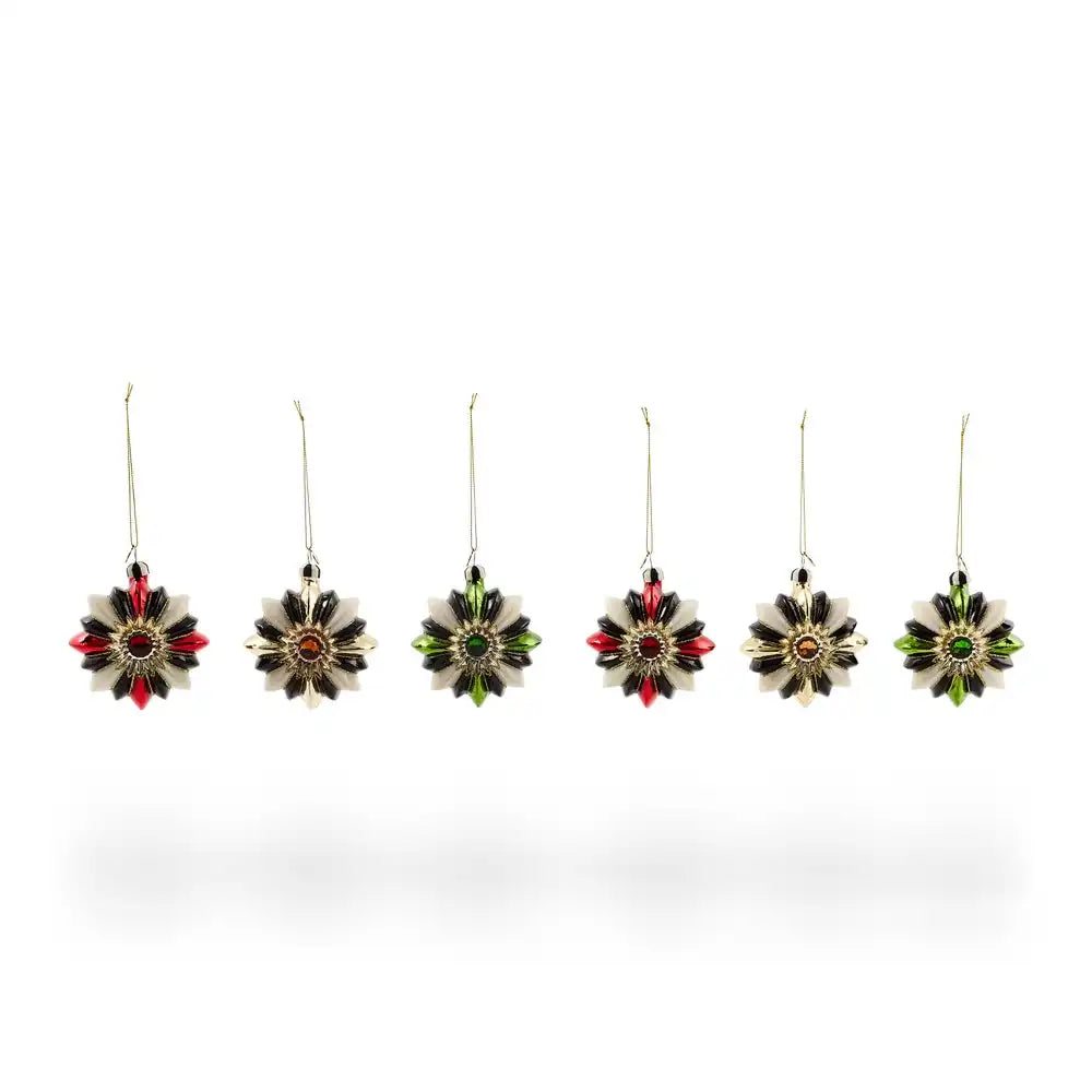 Traditional Reflector Star Glass Ornaments, Set of 6 Main image