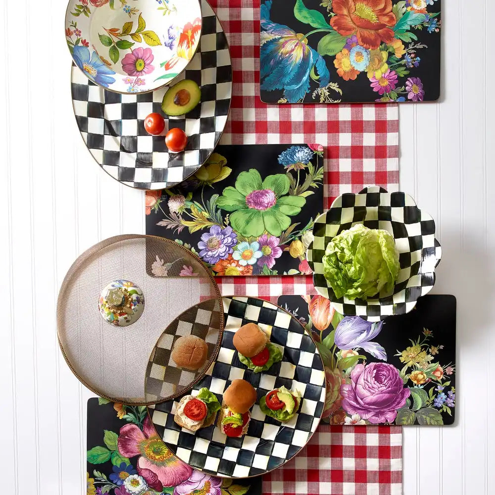 Sky Check Medium Oval Platter