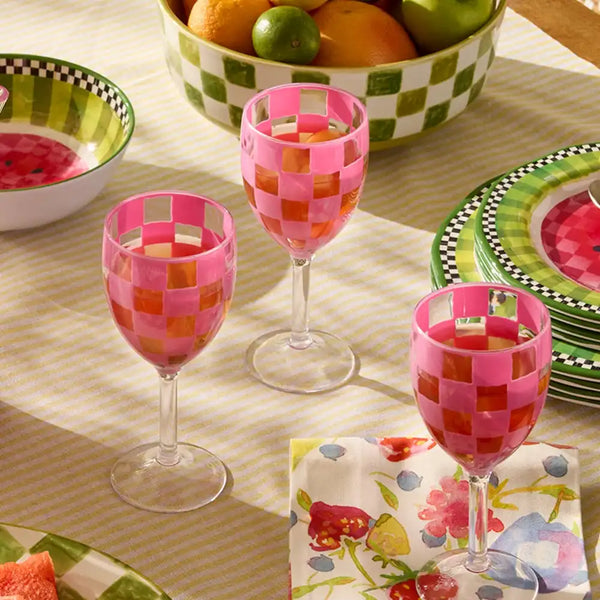 Black Check Acrylic Tumblers, Set of 4
