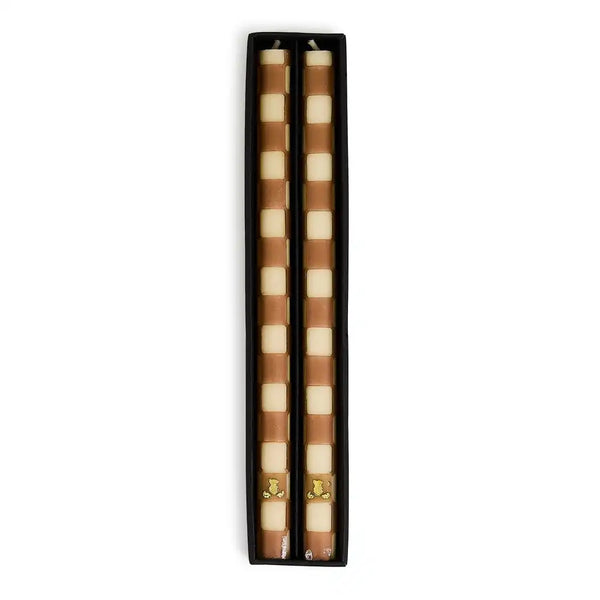 Emerald Check Dinner Candles, Set of 2