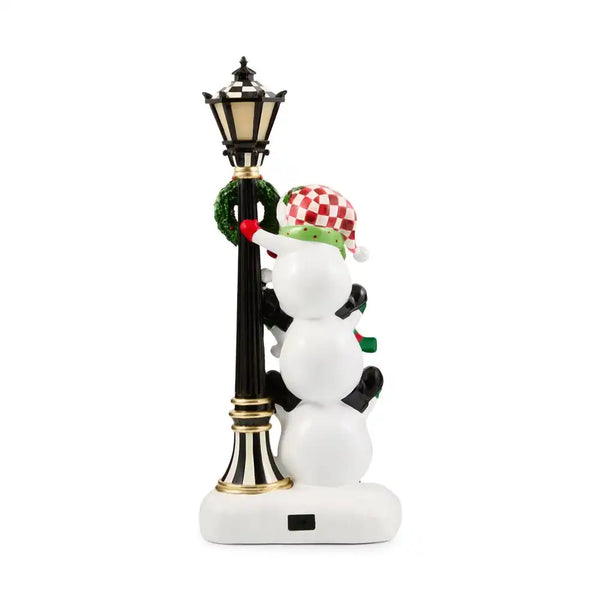 Illuminated Snowman Lamppost Figurine