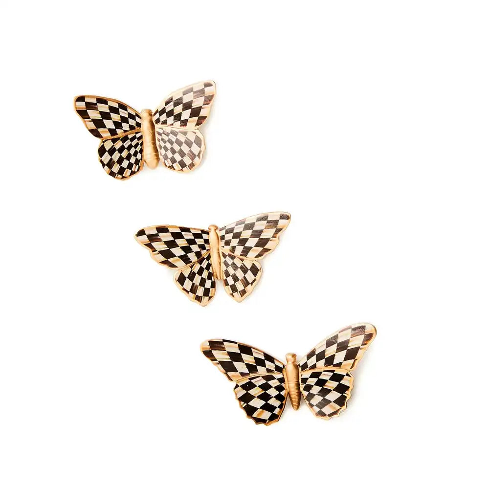 Courtly Check Butterfly Magnets, Set of 3 Main image