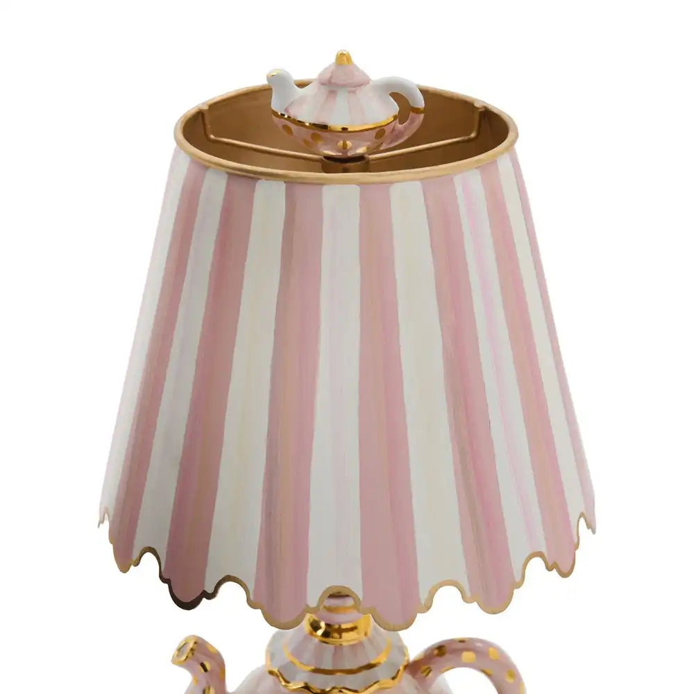 Rosy Check Ceramic Teapot Table Lamp