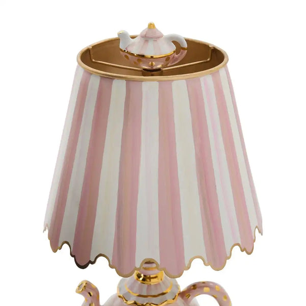 Rosy Check Ceramic Teapot Table Lamp
