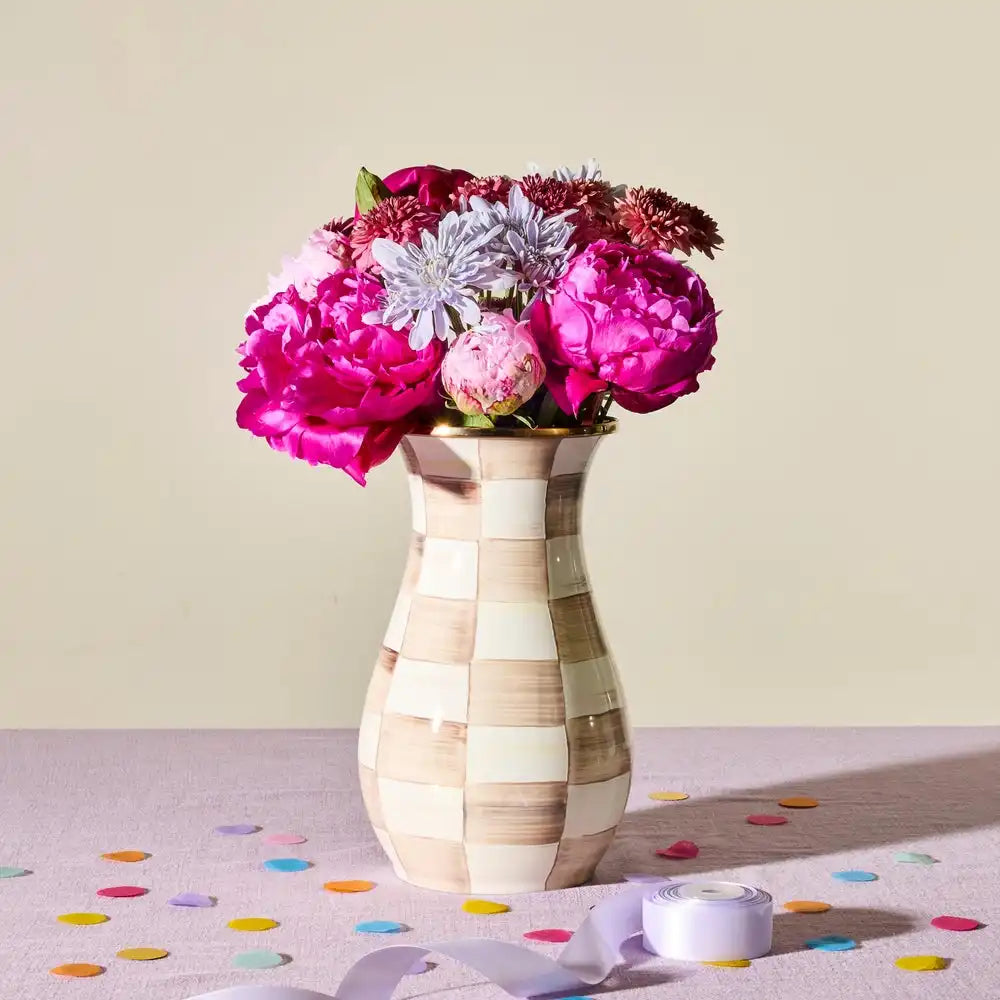 Mocha Check Tall Vase