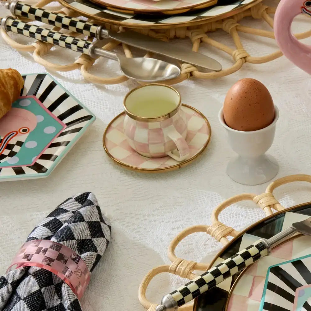 Sky Check Espresso Cup & Saucer Set