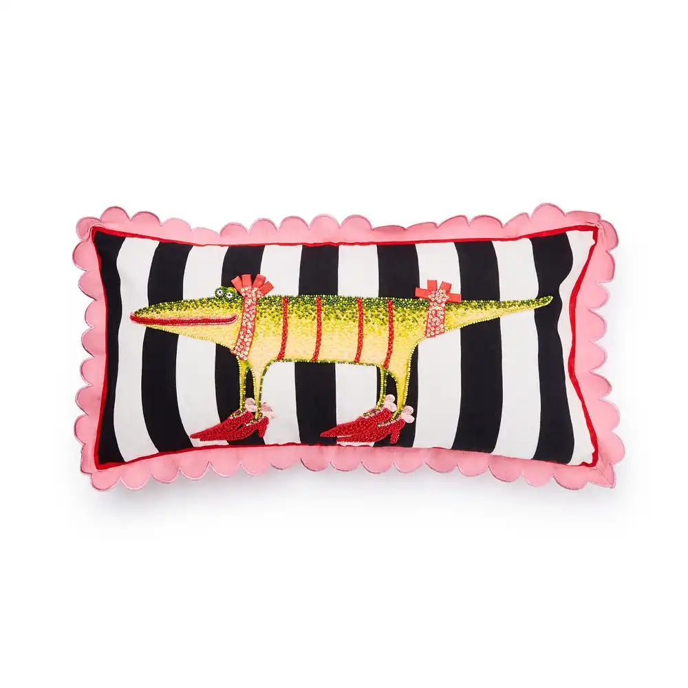 Patience Brewster Gloria Alligator Striped Lumbar Throw Pillow Main image