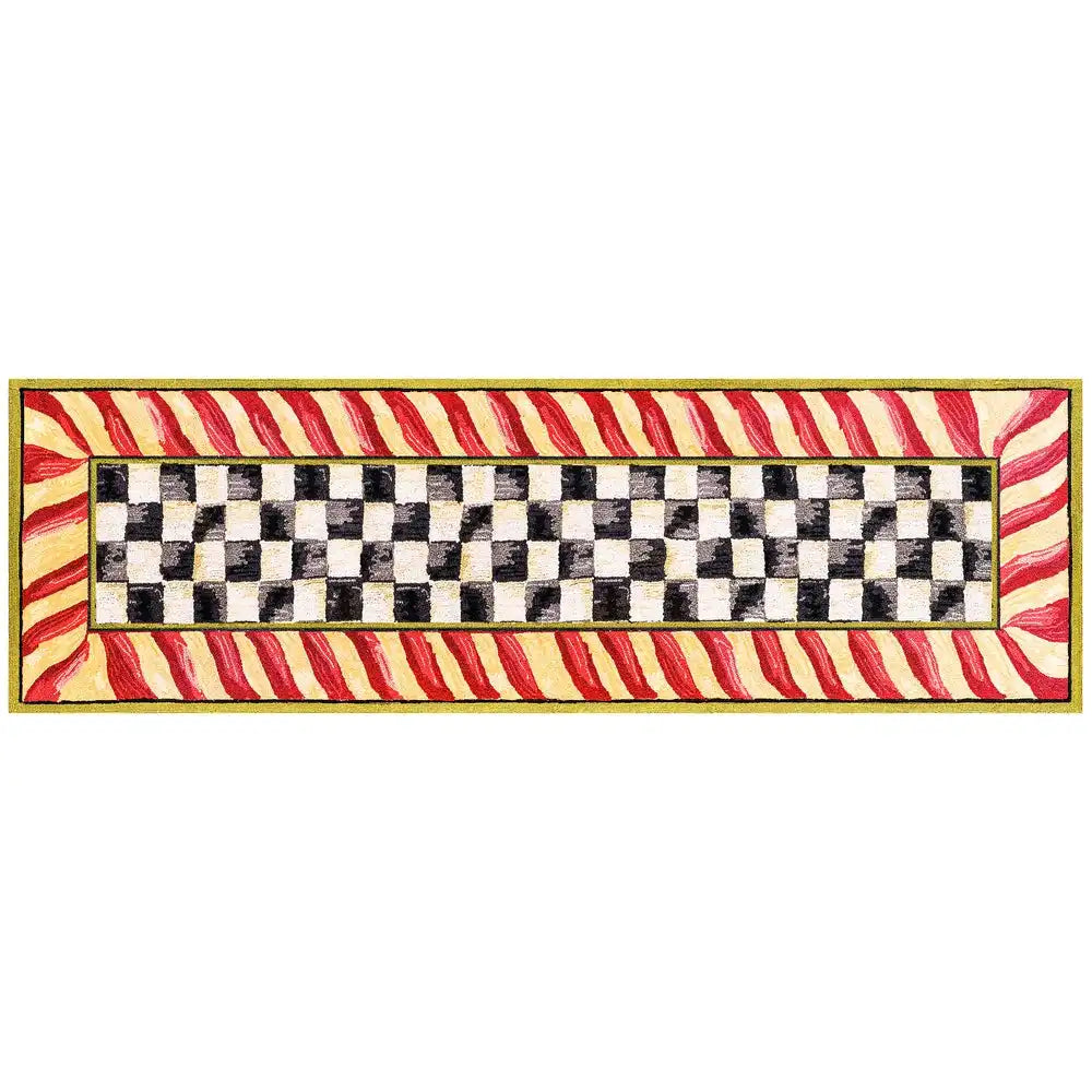 Courtly Check Red & Gold 2'6" x 10' Washable Runner