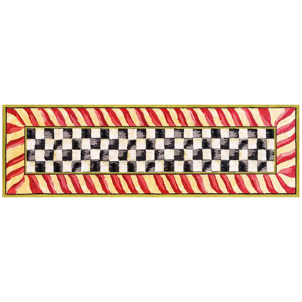 Courtly Check Red & Gold 2'6" x 10' Washable Runner