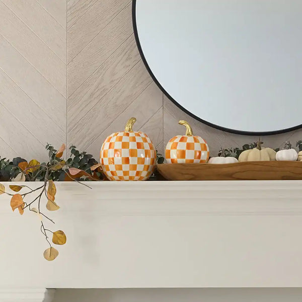 Mocha Check Mini Pumpkin