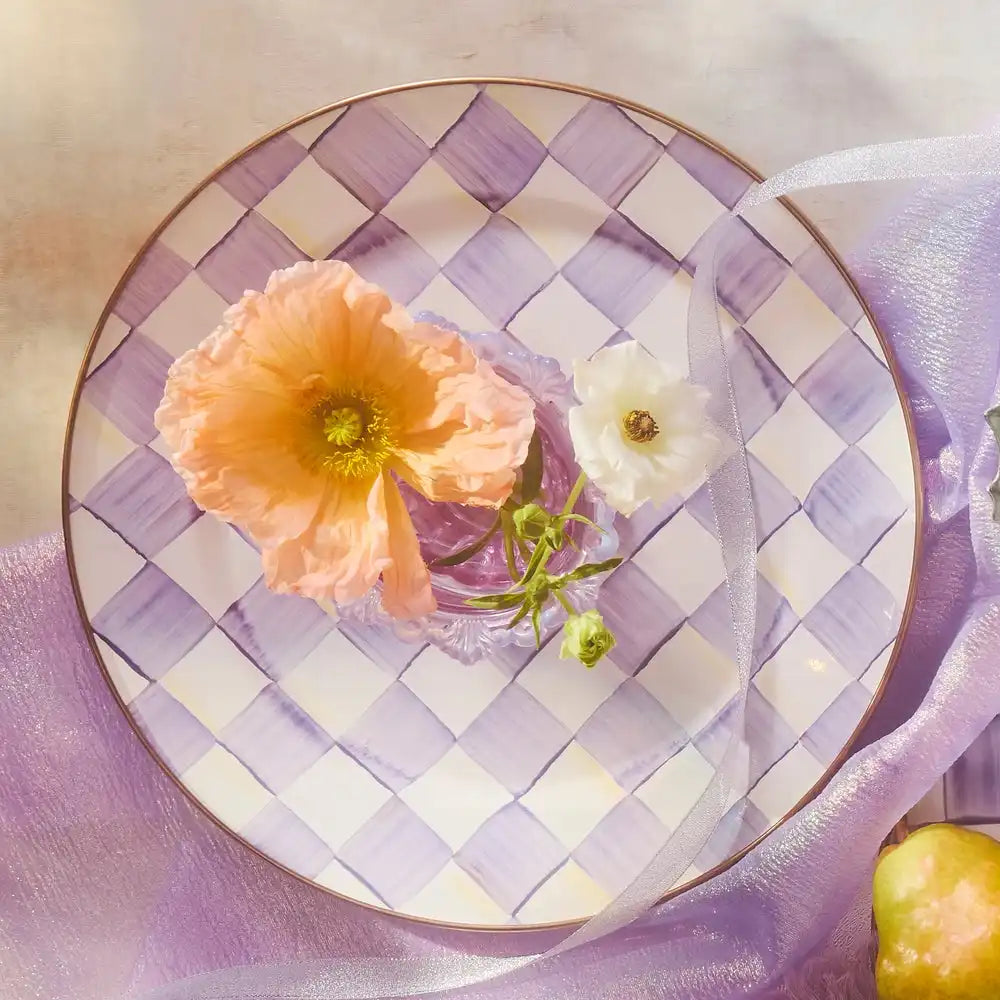Violet Check Dinner Plate